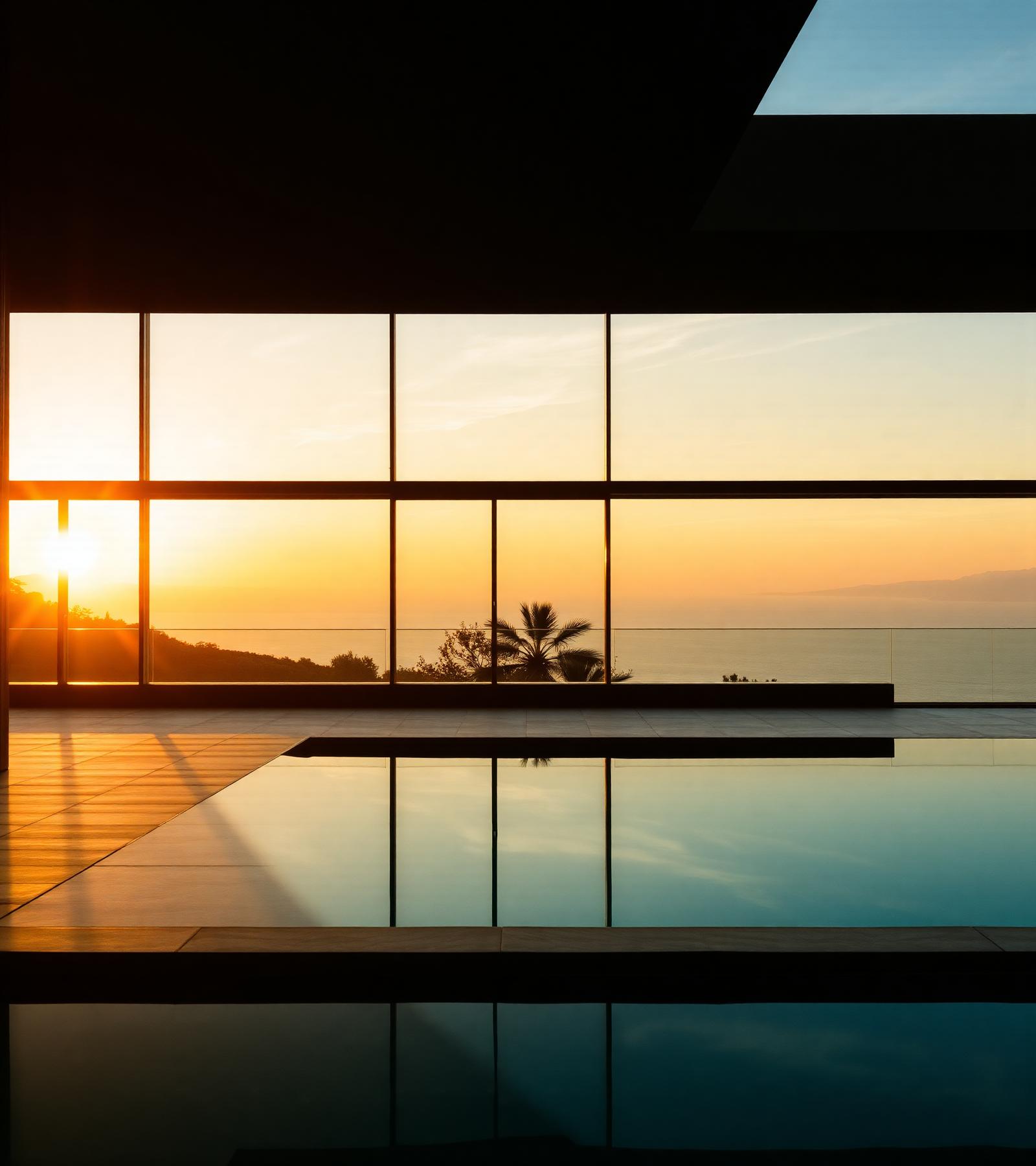 Residência de alto padrão ao pôr do sol